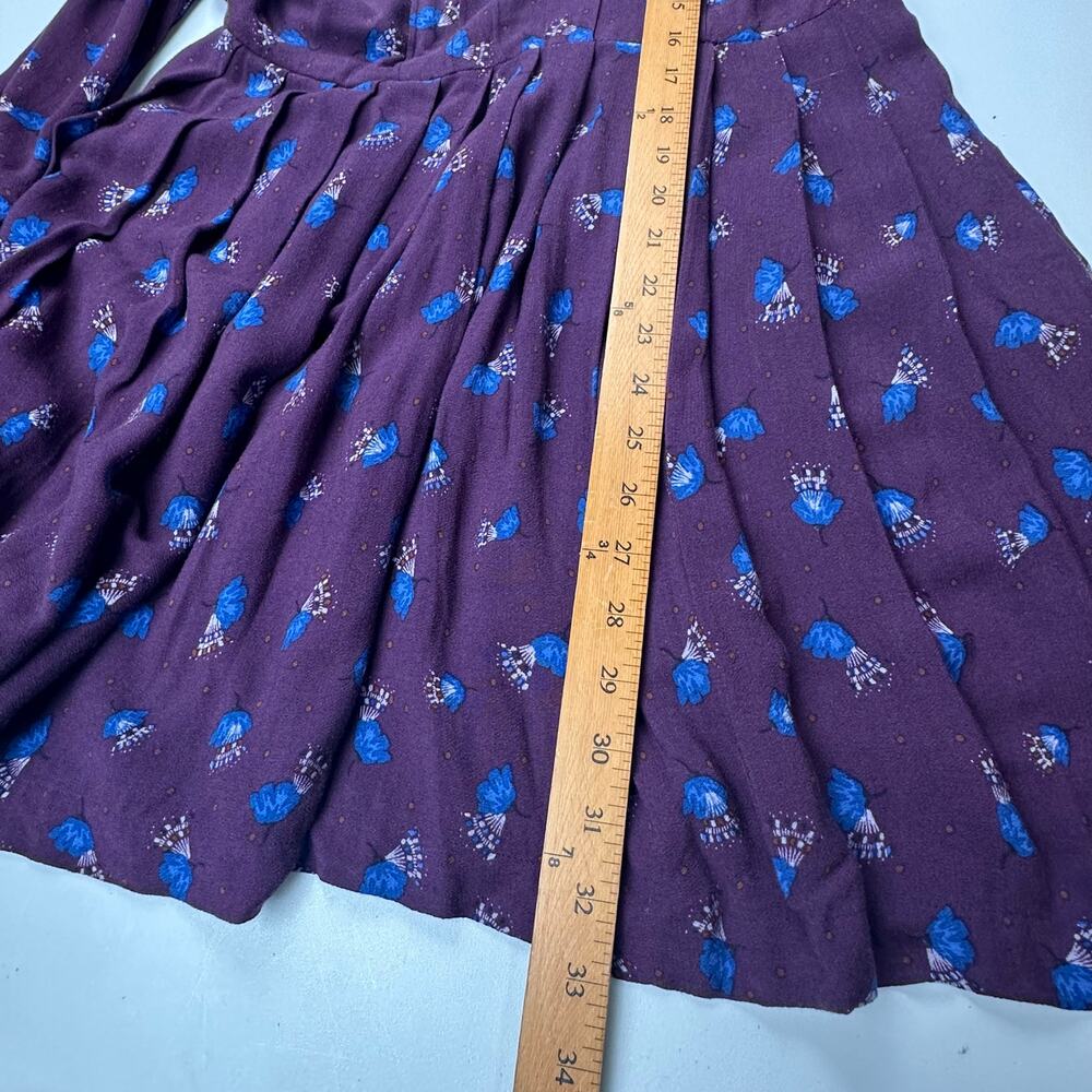 Free People Dress Womens 2 Purple Floral Tegan Keyhole Festival Boho Peasant - Picture 13 of 15